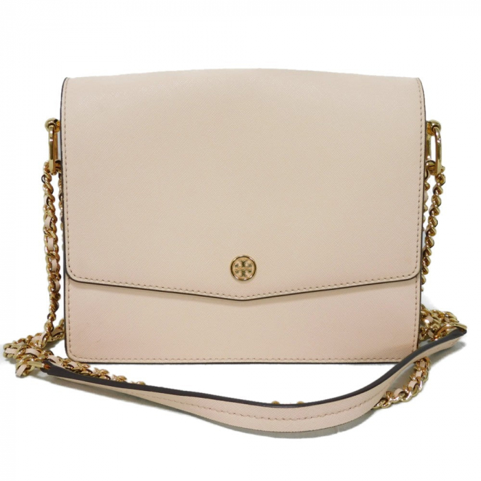 Tory Burch Shoulder Bag Safiano leather (stamped) Light pink Double T 