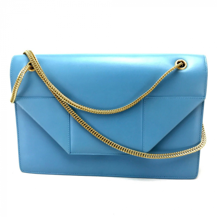 SAINT LAURENT PARIS Shoulder Bag leather sky blue Shoulder Crossbody S