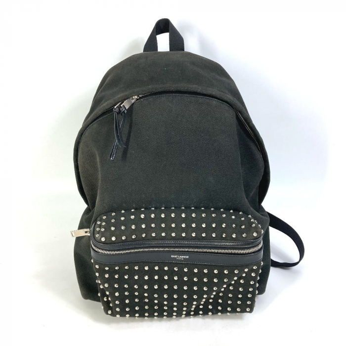 SAINT LAURENT PARIS Backpack 360206 canvas black Bag bag Studs unisex(
