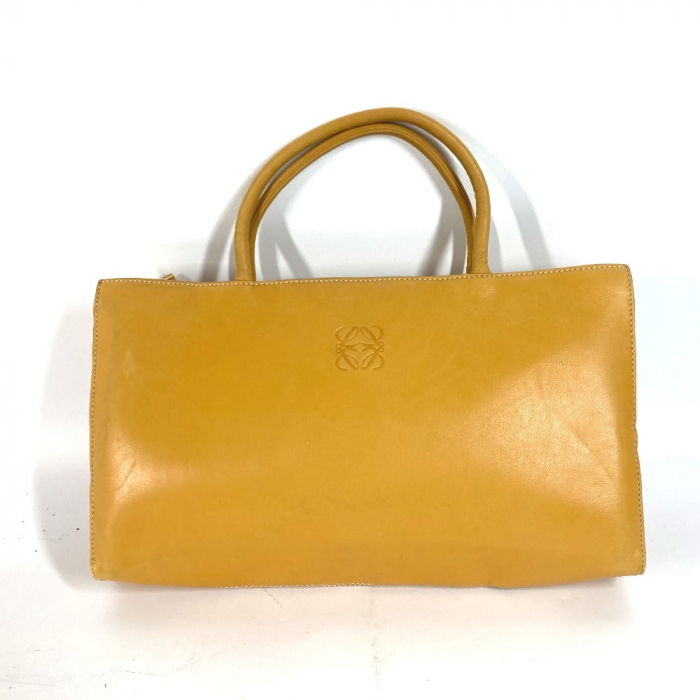LOEWE Tote Bag leather yellow Amazona logo Women Used Authentic