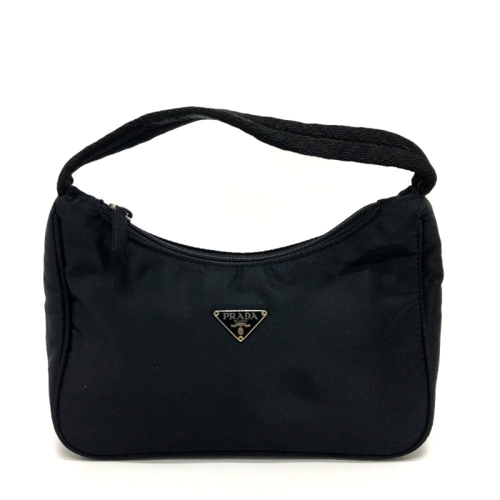 PRADA Handbag MV515 Nylon black Triangular plate