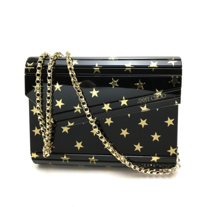 JIMMY CHOO Shoulder Bag Plastic / leather black Star star pattern mini