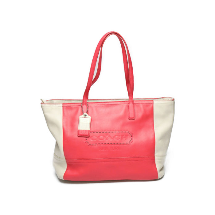 COACH Tote Bag 23469 leather Red x cream LEGACYLegacy Shoulder Bag Wom