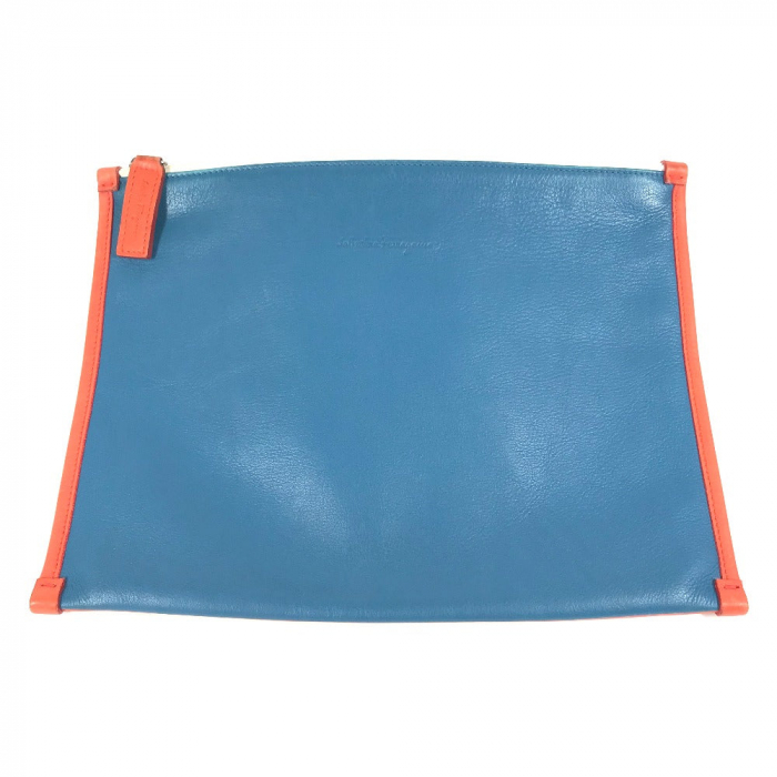 Salvatore Ferragamo Clutch bag leather blue Bicolor logo
