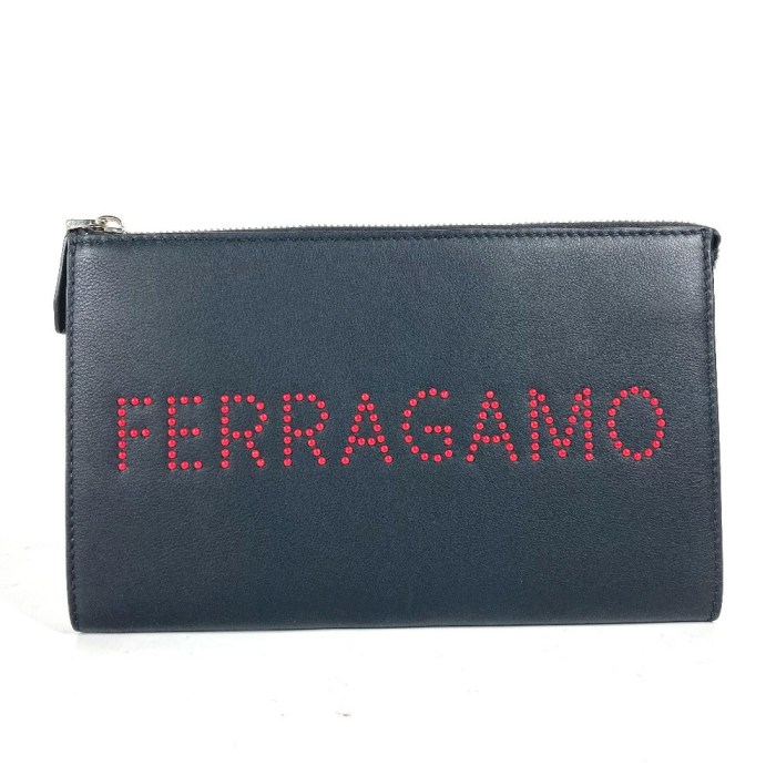 Salvatore Ferragamo Clutch bag leather black logo