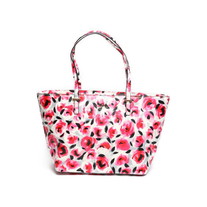 Kate Spade Tote Bag PVC Coated Canvas multicolor Handbag Floral Should