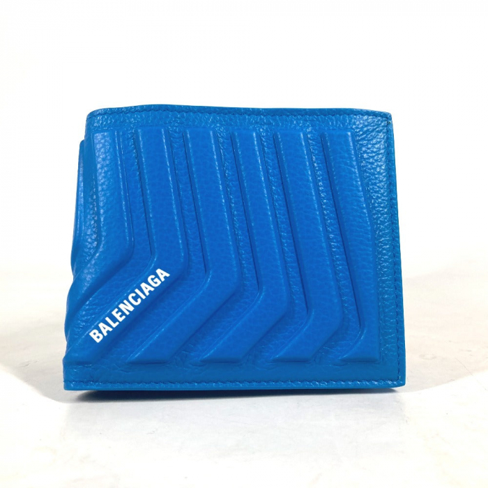 BALENCIAGA Folded wallet 683426 leather blue logo
