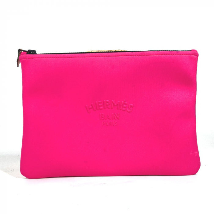 HERMES Pouch polyamide pink Neoban MM logo