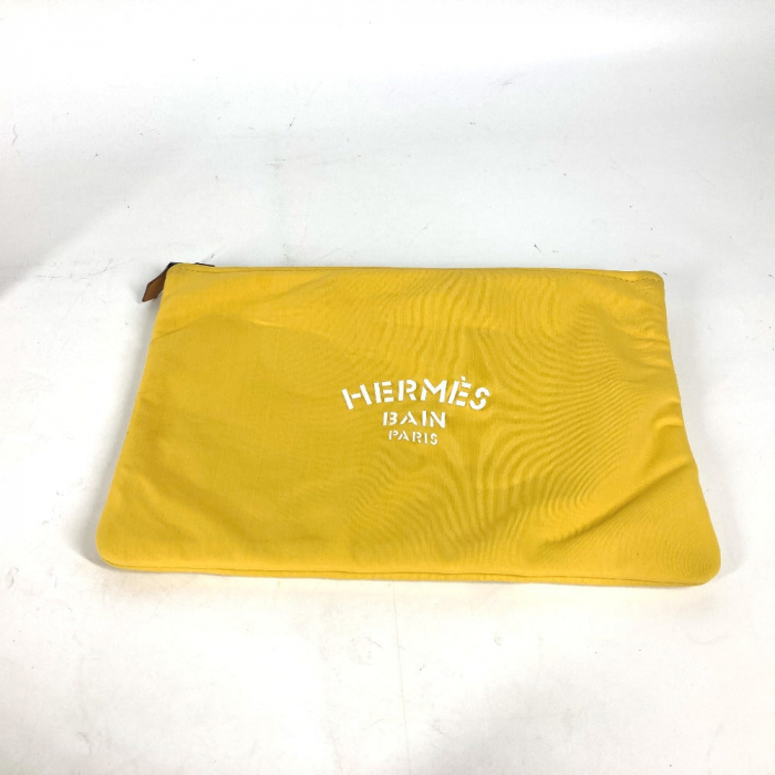HERMES Clutch bag polyamide yellow Neovan MM