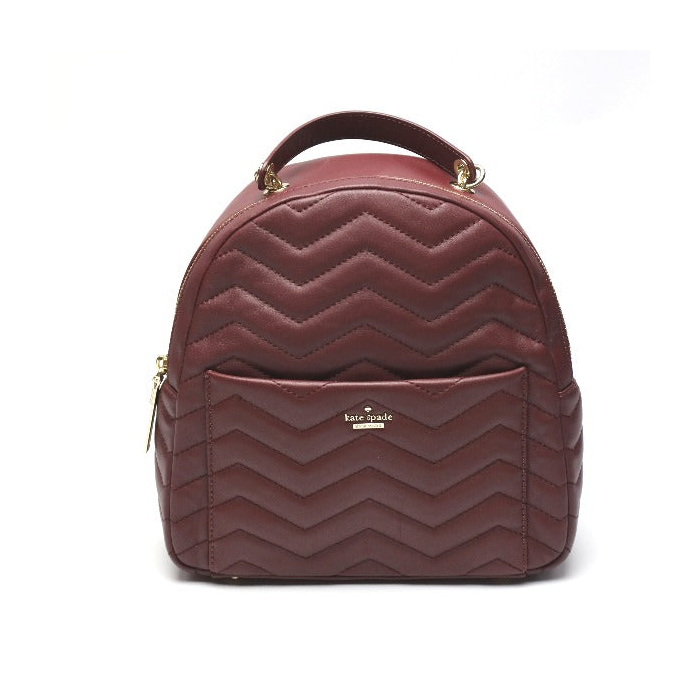 Kate Spade Backpack leather Bordeaux bag quilting Women Used Authentic