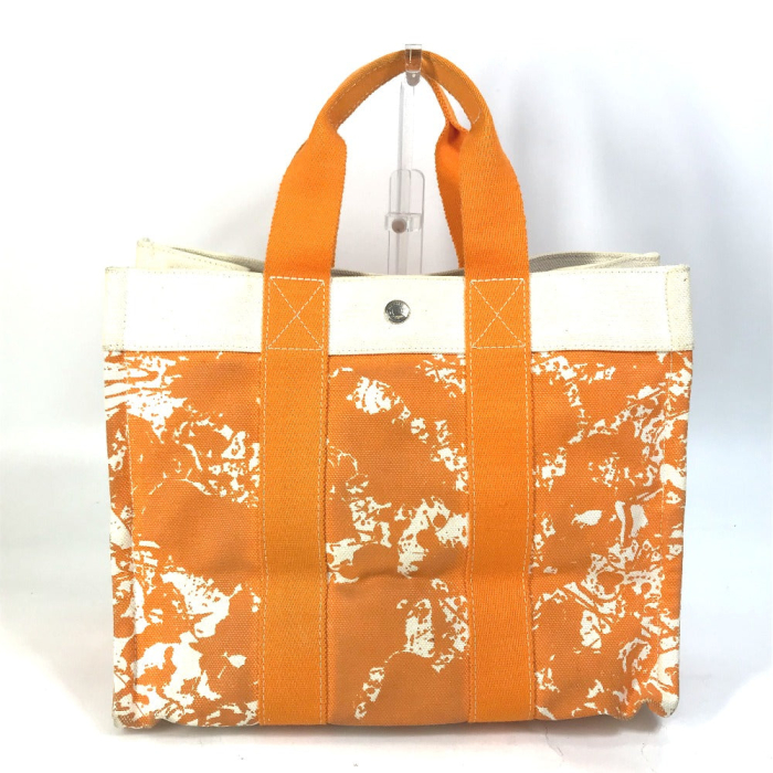 HERMES Tote Bag canvas Orange Handbag Bora Bora PM Cheval Spries Women