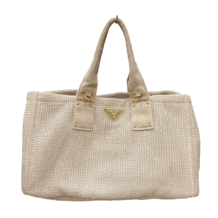 PRADA Tote Bag canvas beige 2WAY bag canvas Canapa Women Used Authenti