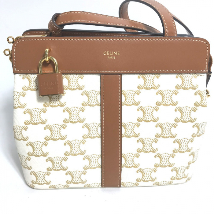 CELINE Shoulder Bag 191992BZJ leather white Teen Cava de France Women 