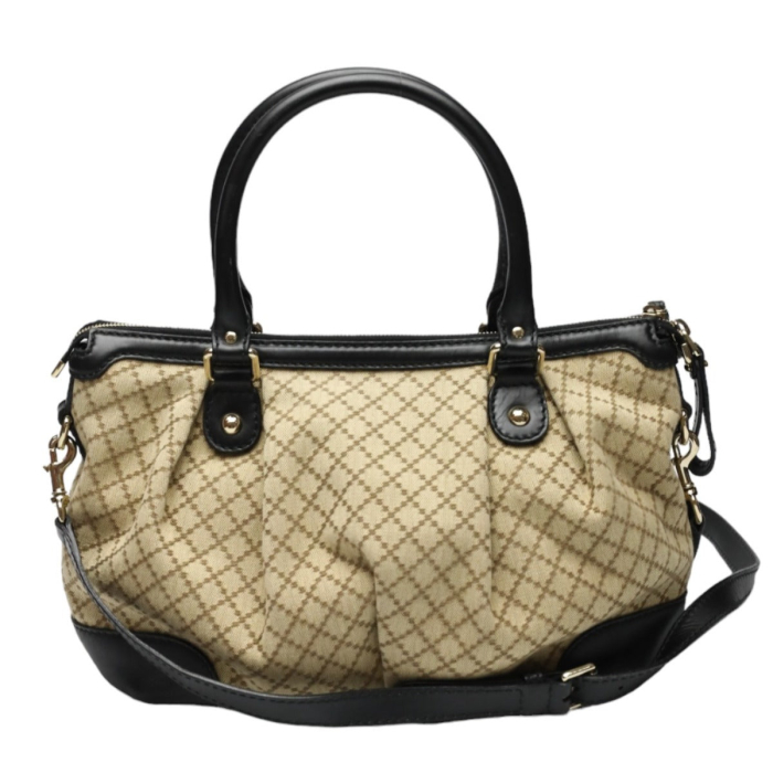 GUCCI Shoulder Bag 247902 canvas Black x beige 2WAYShoulder Bag Diaman