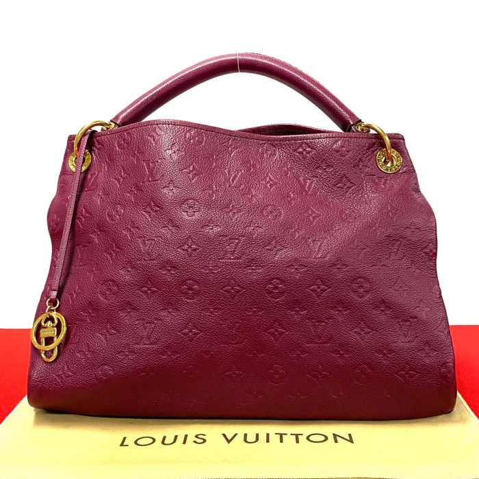 LOUIS VUITTON Shoulder Bag leather wine-red Monogram Ann Platt Artsy