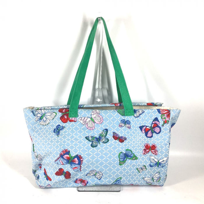 HERMES Tote Bag canvas blue vintage butterfly