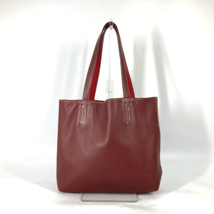 HERMES Tote Bag leather Red type Shoulder Bag Doble Sense 28