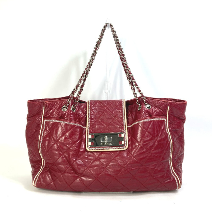 CHANEL Shoulder Bag leather Red Bag Tote Bag quilted shawl 2.55 Matela
