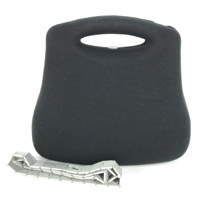 CHANEL Handbag wool black Chain Shoulder Bag bag Hip bag Women Used Au