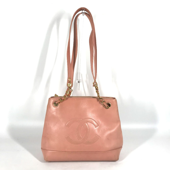 CHANEL Tote Bag leather pink Shoulder Bag CC COCO Mark Women Used Auth