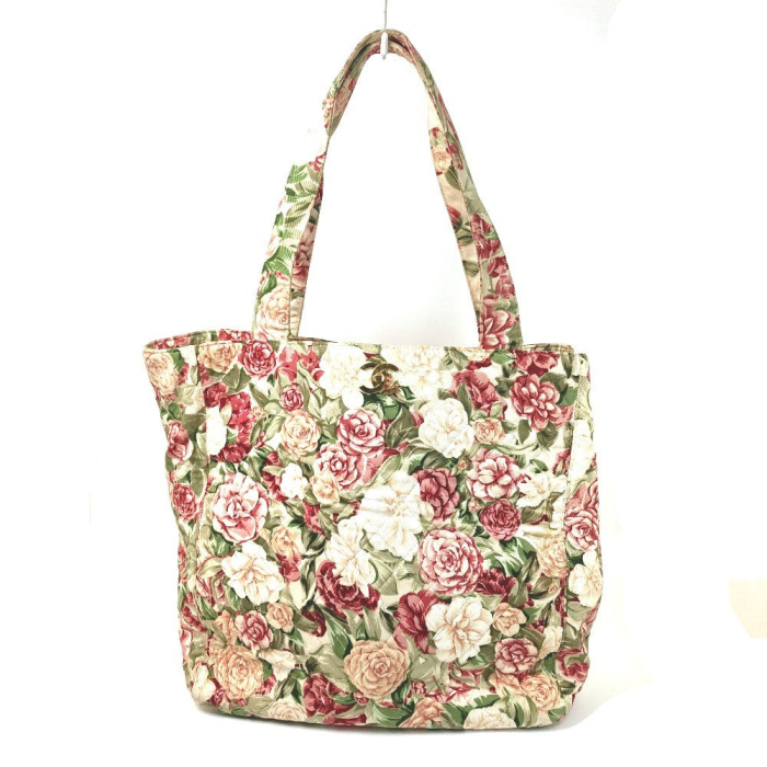 CHANEL Tote Bag canvas pink Floral Flower CC COCO Mark