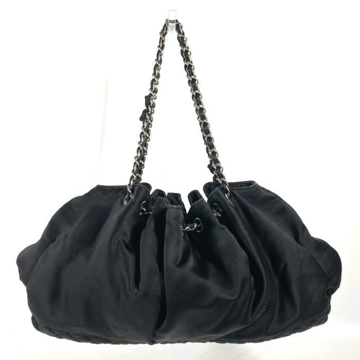 CHANEL Shoulder Bag A37056 Satin black Melrose kabas