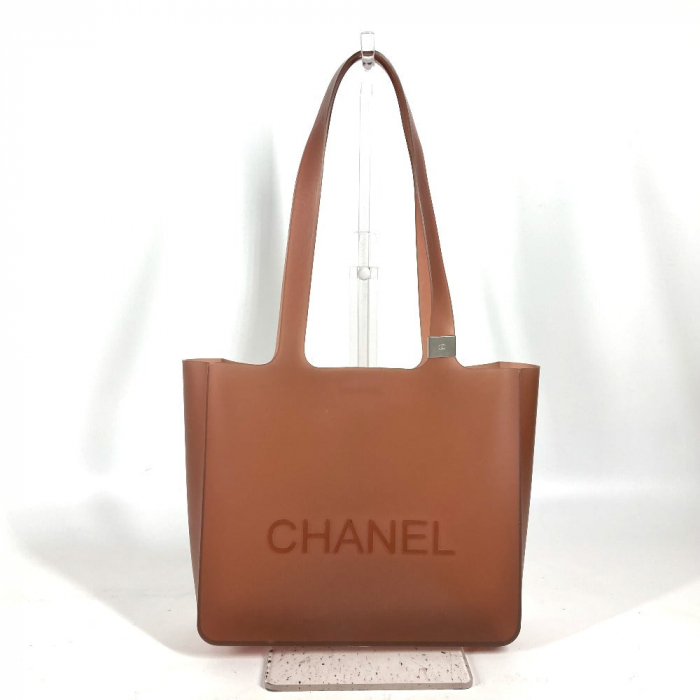 CHANEL Tote Bag rubber Brown logo