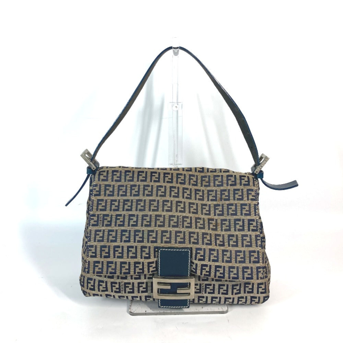 FENDI Shoulder Bag Canvas / leather Navy shoulder bag Mamma Bucket Wom