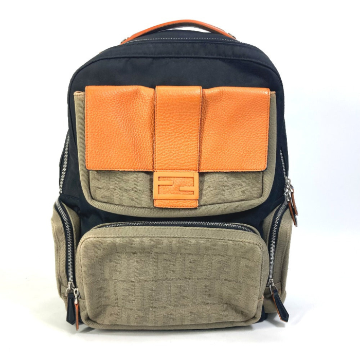 FENDI Backpack 7VZ048 Nylon / canvas black Backpack Zucca multi mens U