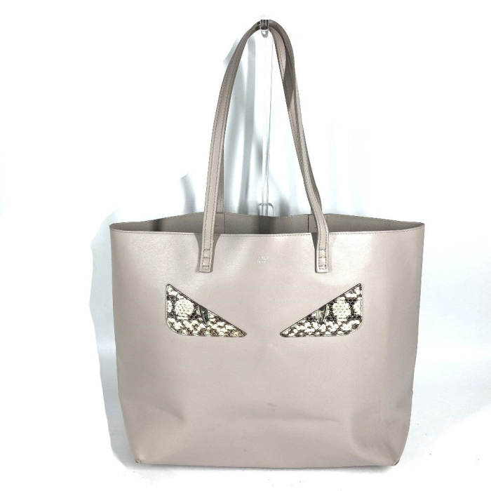 FENDI Tote Bag leather Greige type monster