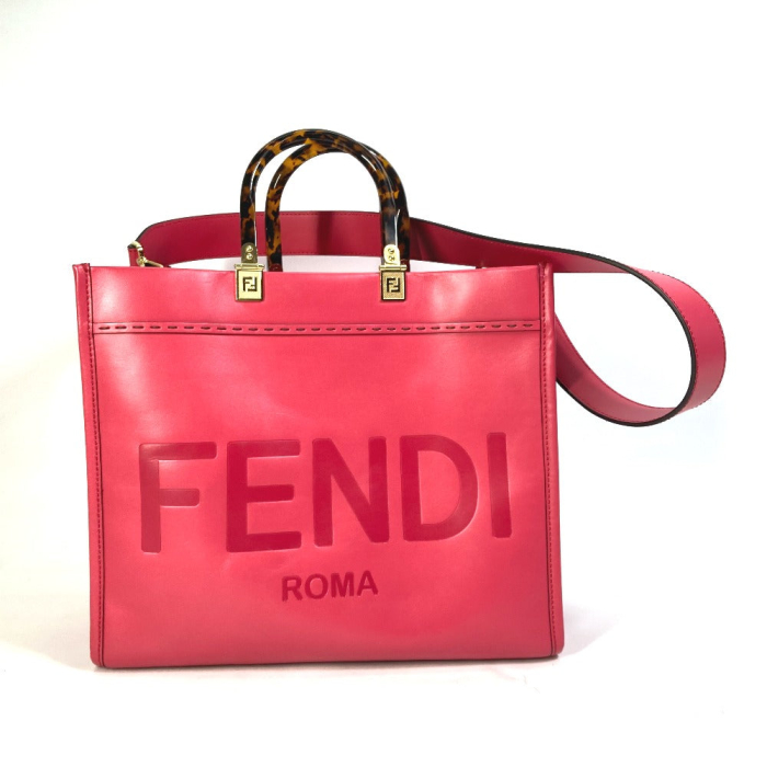 FENDI Tote Bag 8BH386 leather pink Shoulder Bag Sunshine shopper Women