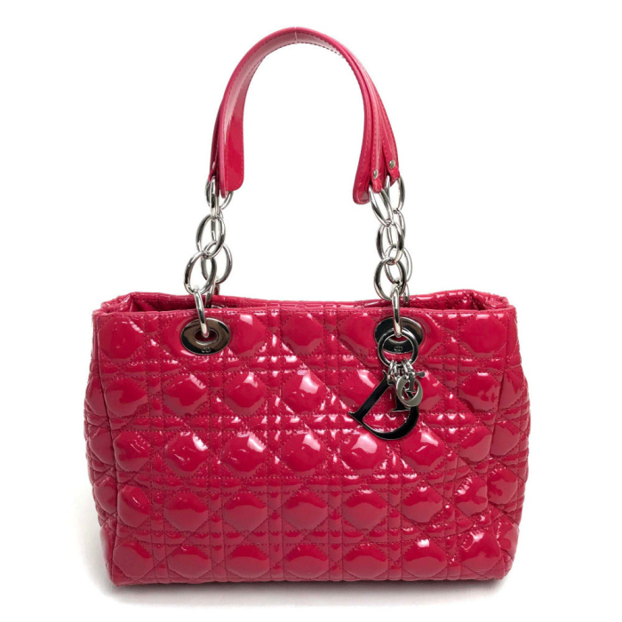 Dior Handbag M0955PVR Patent leather Pink type Cannage Soft Enamel Lad