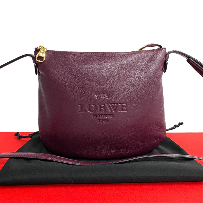 LOEWE Shoulder Bag leather purple Heritage