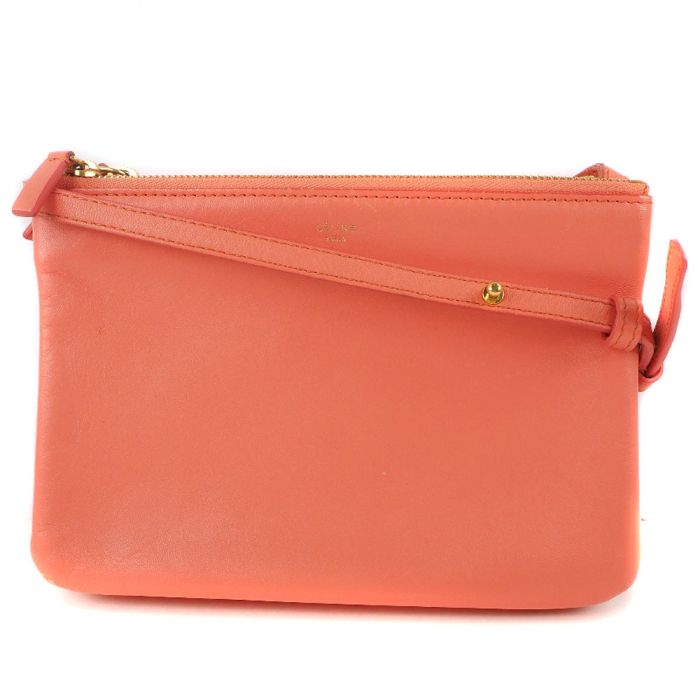 CELINE Shoulder Bag 165113ETA lambskin Coral pink Trios Mall Women Use