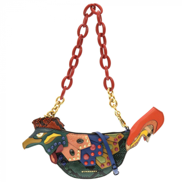 BURBERRY Shoulder Bag leather green Beast Collection Falcon Women Used