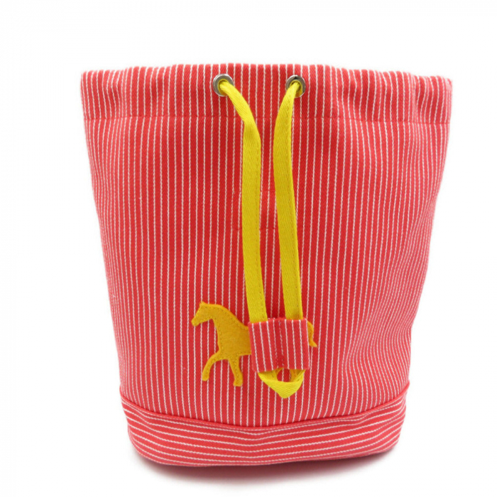HERMES Backpack cotton Red Kids hose stripe caval color Kids(Unisex) U