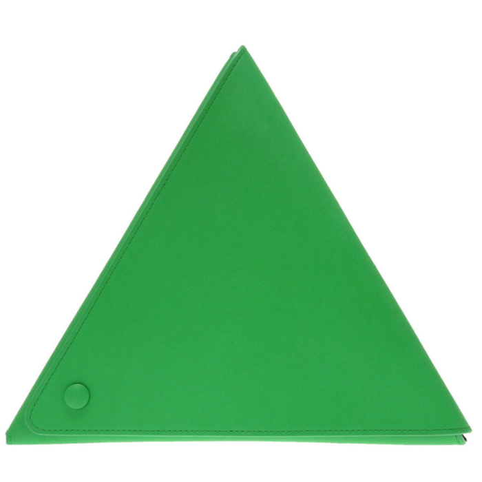 BOTTEGAVENETA Clutch bag leather green Triangle Women Used Authentic