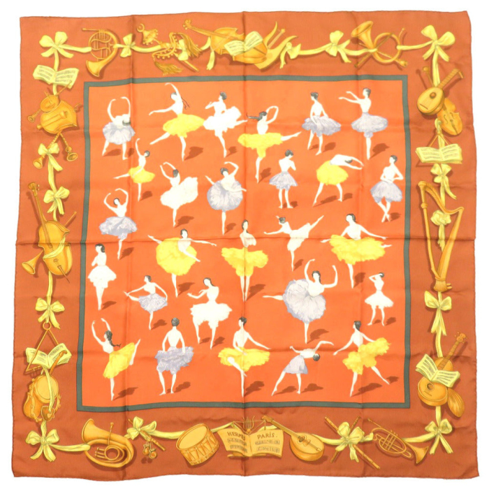 HERMES scarf silk Brown Carre90 LA DANCE