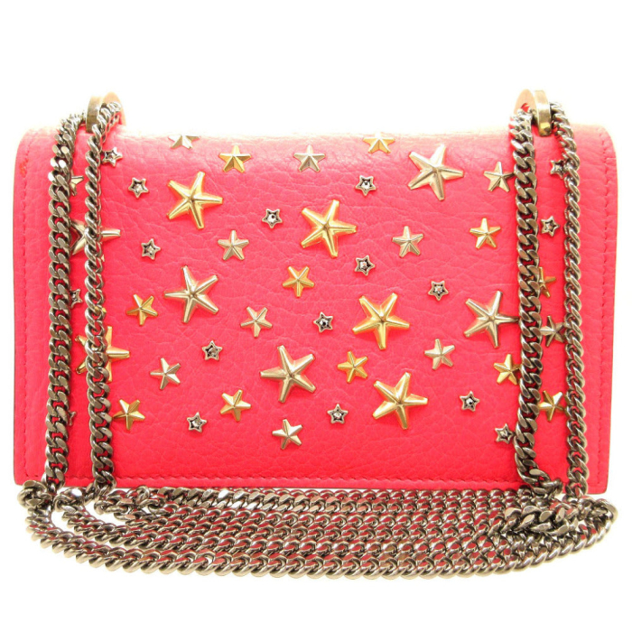 JIMMY CHOO Shoulder Bag leather pink Star studs Floria Women Used Auth