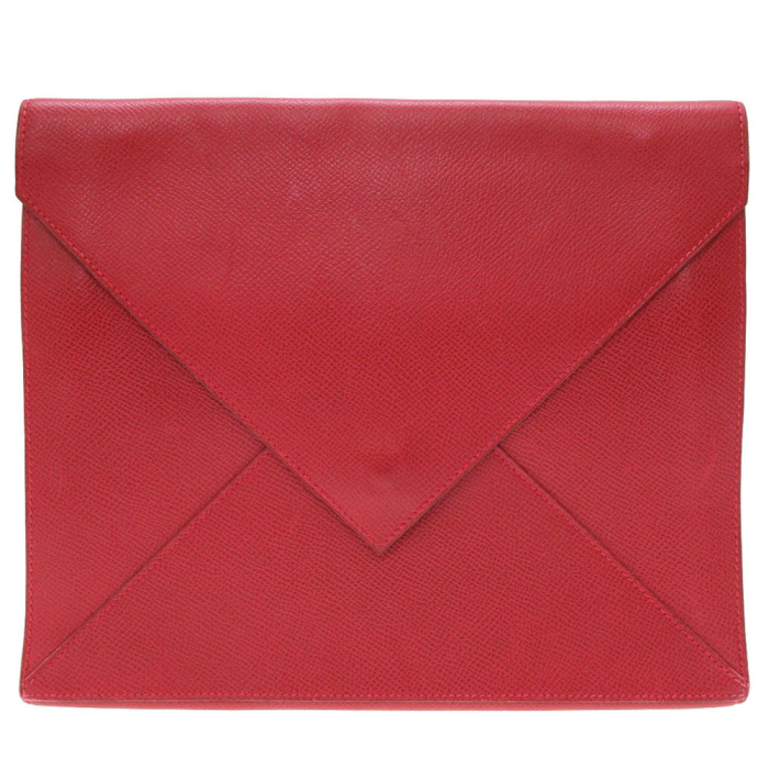 HERMES Clutch bag Courchevel Red vintage mens Used Authentic