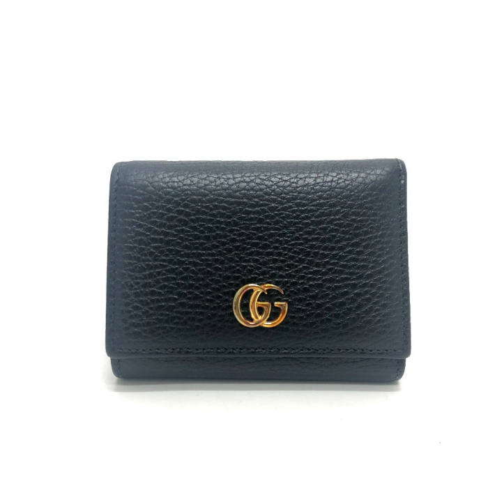 GUCCI Trifold wallet 474746 leather black GG Marmont Compact Wallet