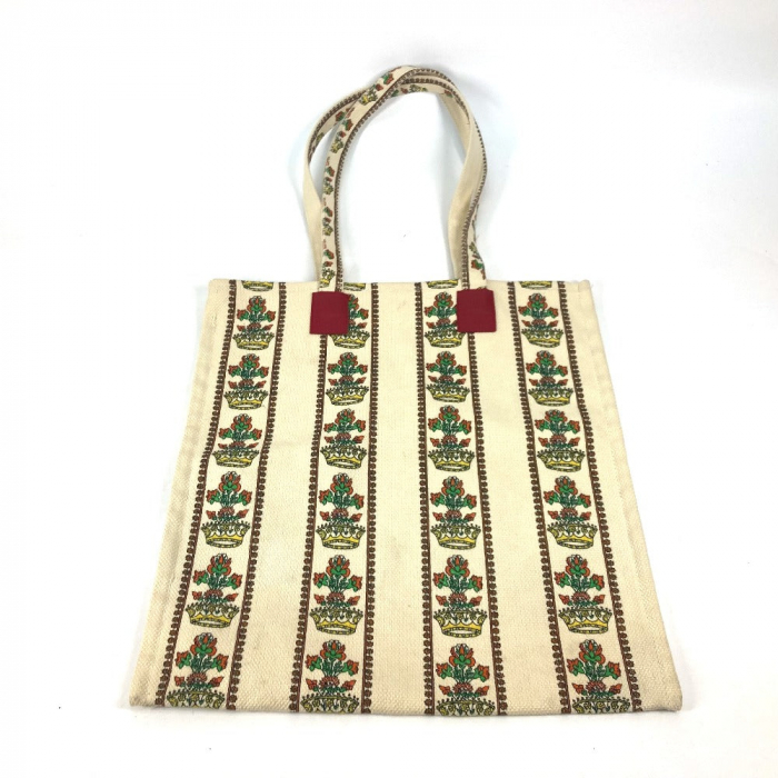 GUCCI Tote Bag canvas beige vertical GARDEN Women Used Authentic