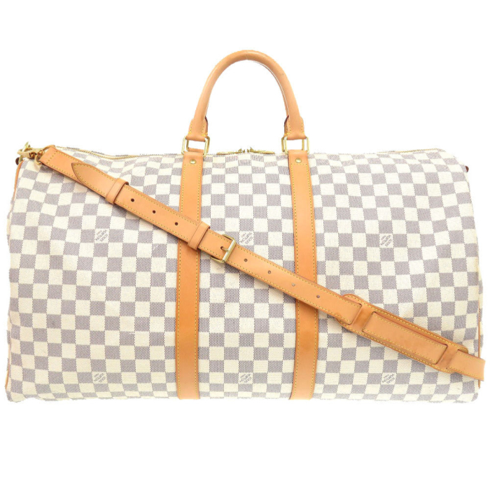 LOUIS VUITTON Boston Duffel bag N41429 Damier Azur Canvas white Keepal