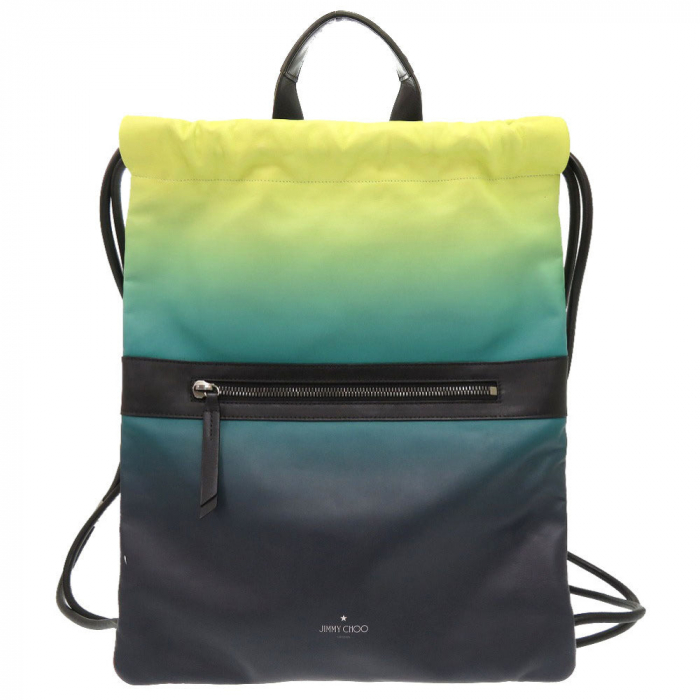 JIMMY CHOO Backpack leather yellow Drawstring mens Used Authentic