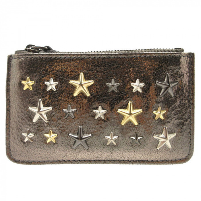 JIMMY CHOO Coin case leather Silver Star studs