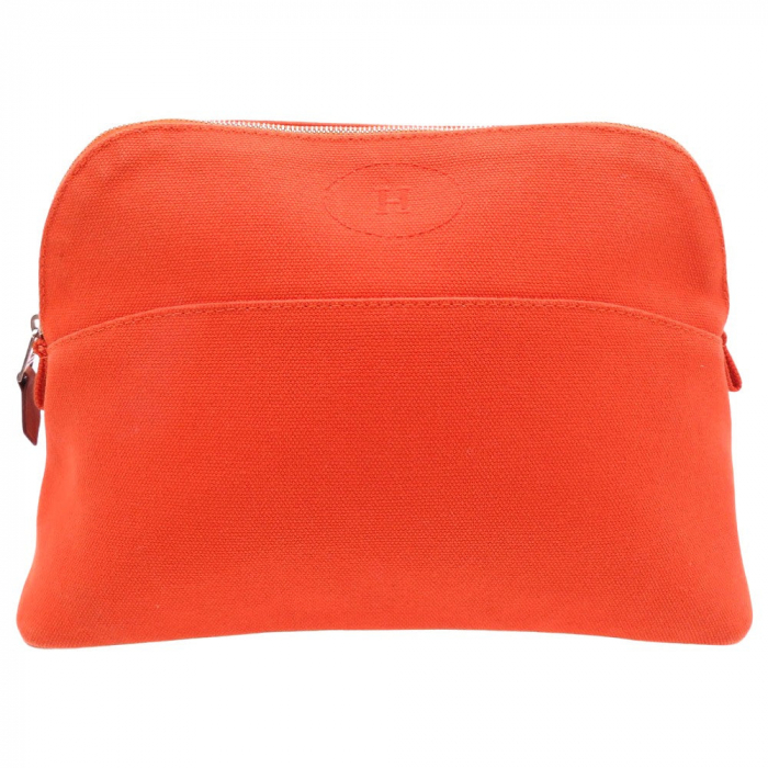 HERMES Pouch cotton Orange Bolide Pouch MM Orange Canvas Women Used Au