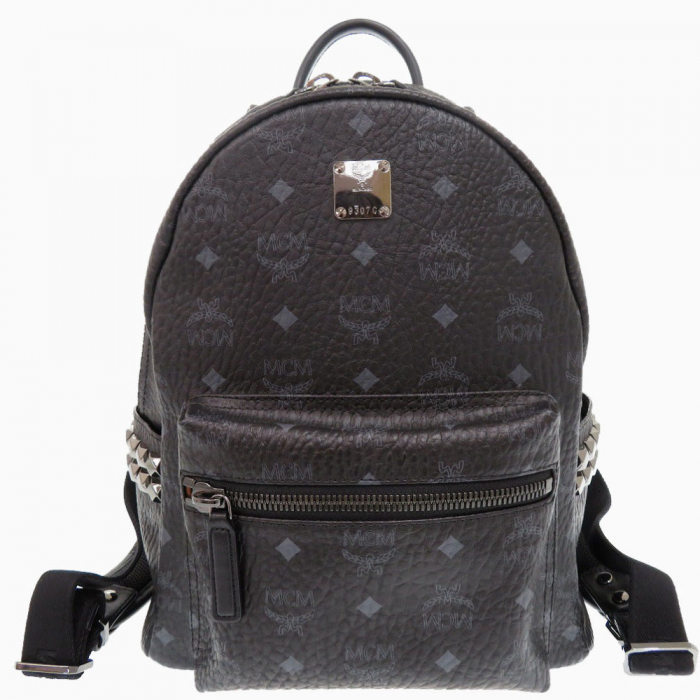 MCM Backpack MMK6SVE37BK001 leather black Studs Vicetos Women Used Aut