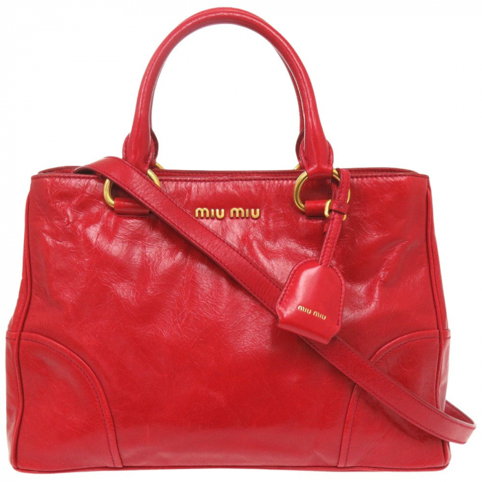 MIUMIU Handbag RN1091 leather Red VITELLO SHINE Handbag RN1091 2WAY Sh