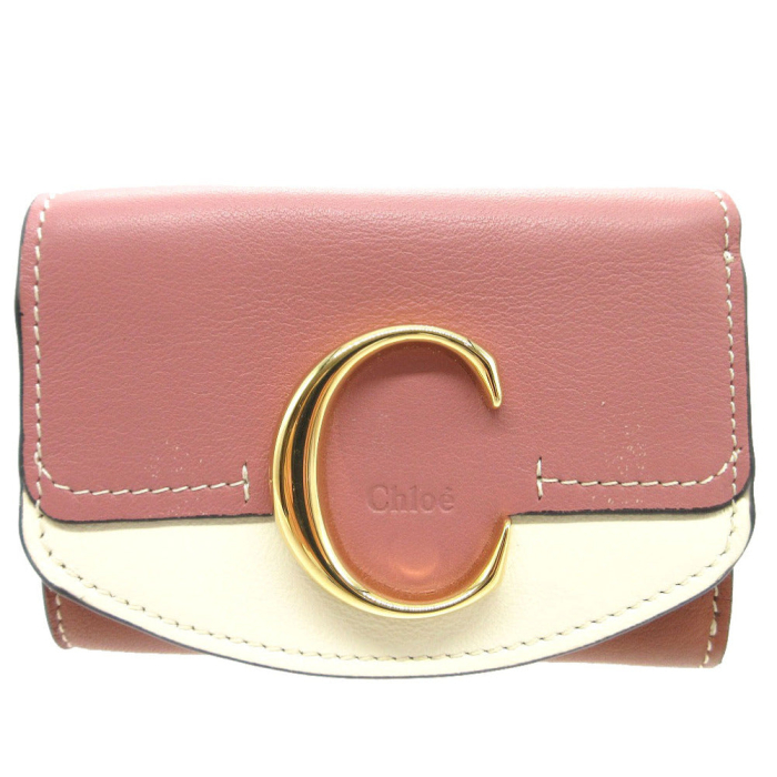 Chloe Tri-fold wallet leather Rusty Pink Chloe Sea Compact Wallet