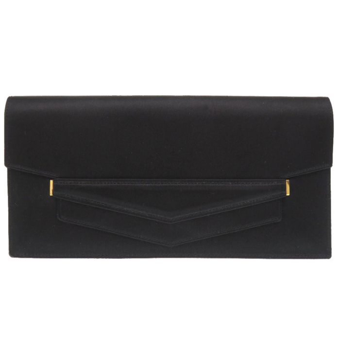 HERMES Clutch bag Satin black Fako Women(Unisex) Used Authentic